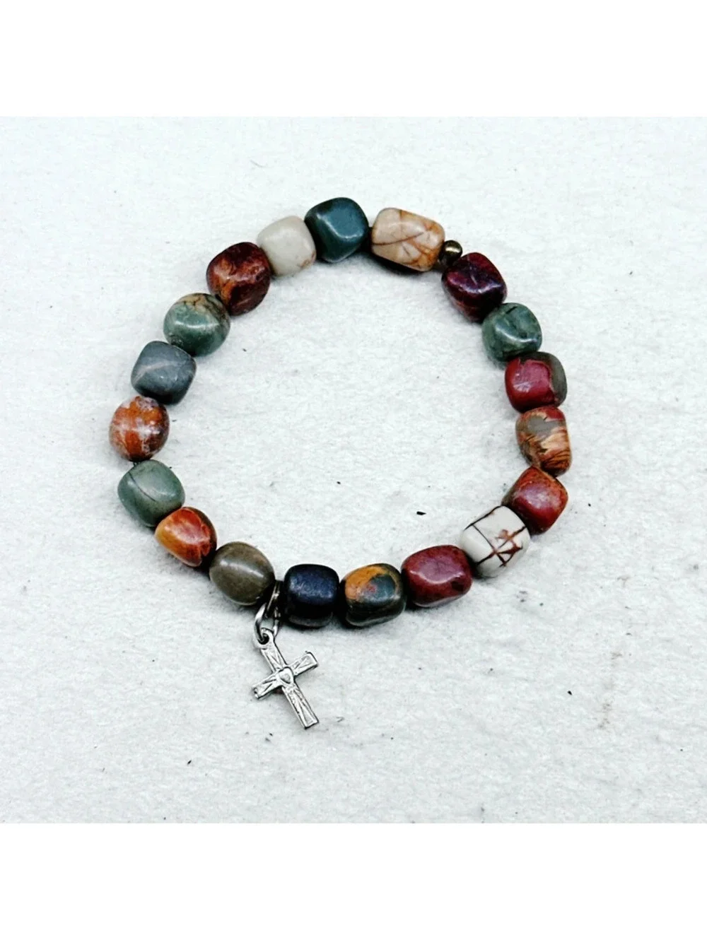 3024u. Olive Handmade Cross Bracelet